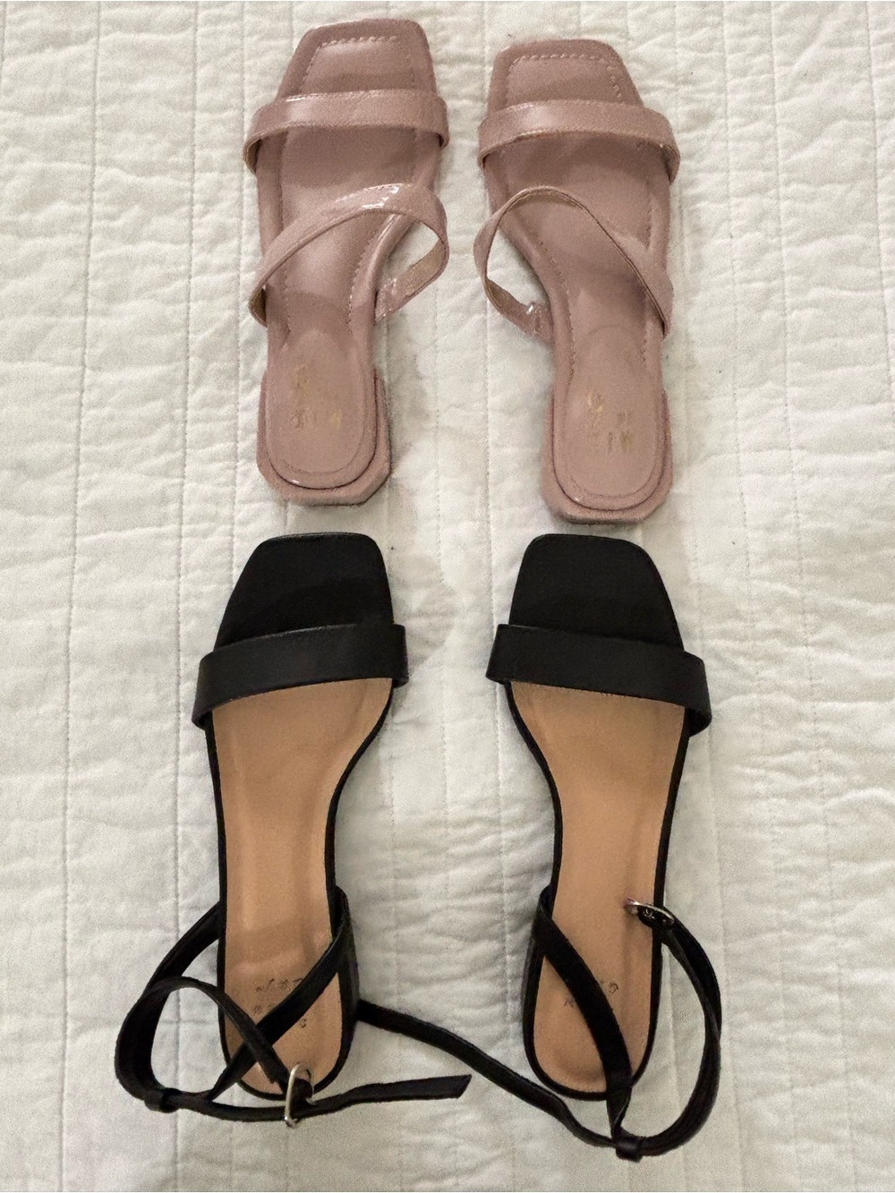 a new day Two-Pair Strappy Square-Toe Heels in Blush and Black